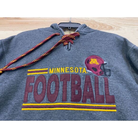 Minnesota Golden Gophers Sweatshirt Small Gray Hoodie Football Heavyweight Lace - Picture 3 of 12